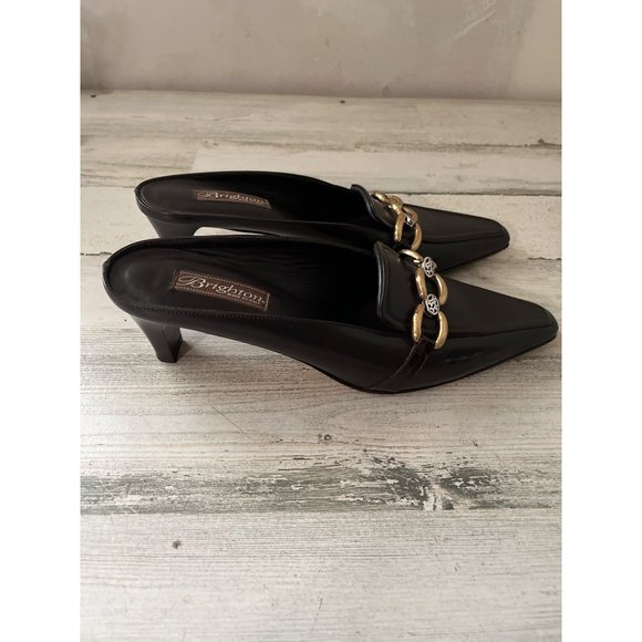 Brighton Tosca woman’s brown chunky heeled leather mules - Picture 2 of 6